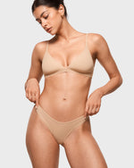 INLYRIC Women's Inbarely® Soft V-waisted Thong 3 Pack Warm Beige (3pack)